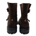 Load image into Gallery viewer, Jimmy Choo Brown Suede Leather Moto Boots with Buckle Detail
