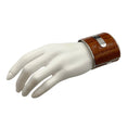 Load image into Gallery viewer, Ralph Lauren Collection Brown / Silver Embossed Leather Wide Hinged Cuff Bracelet
