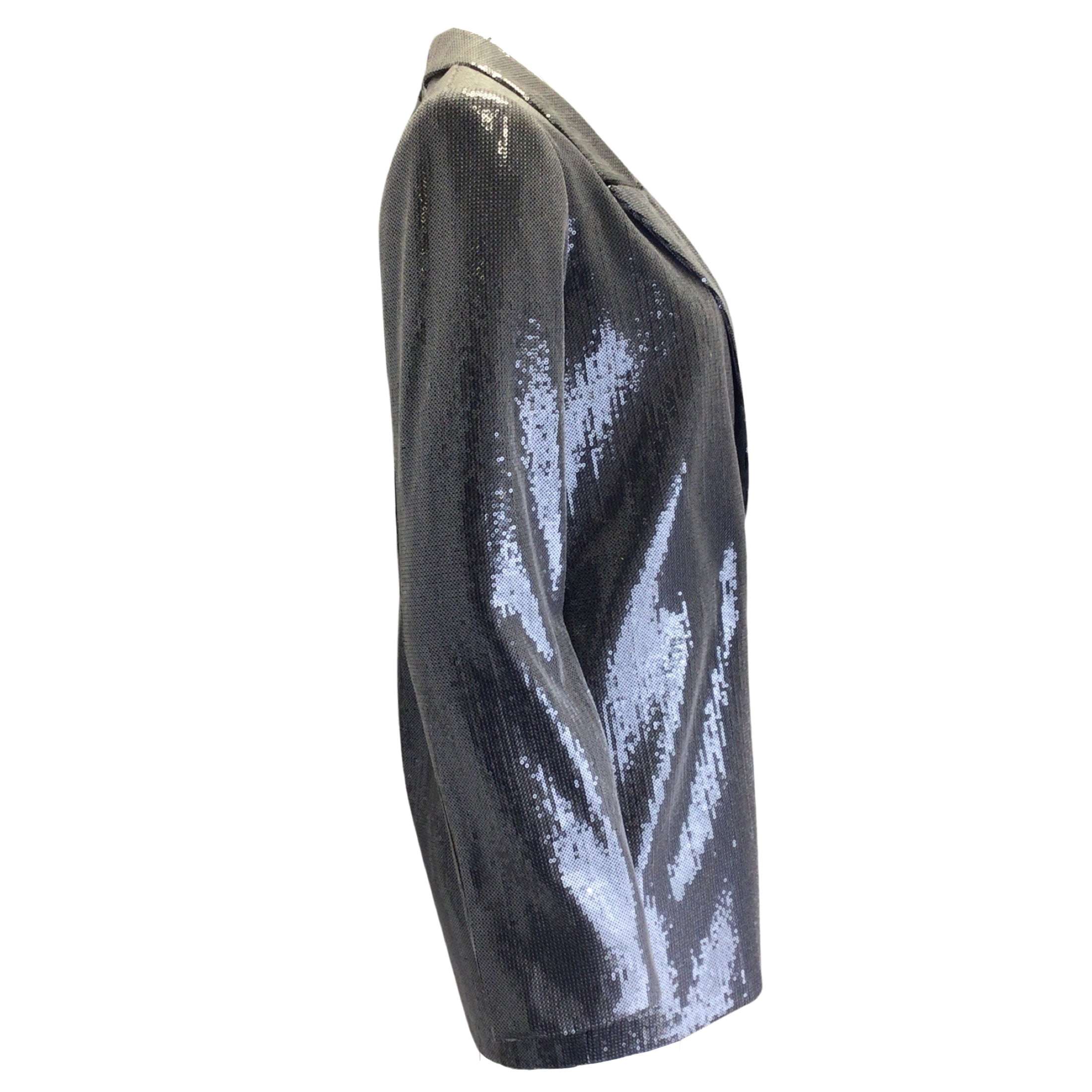 RTA Black Glass Sequined Moto Zip Blazer Jacket