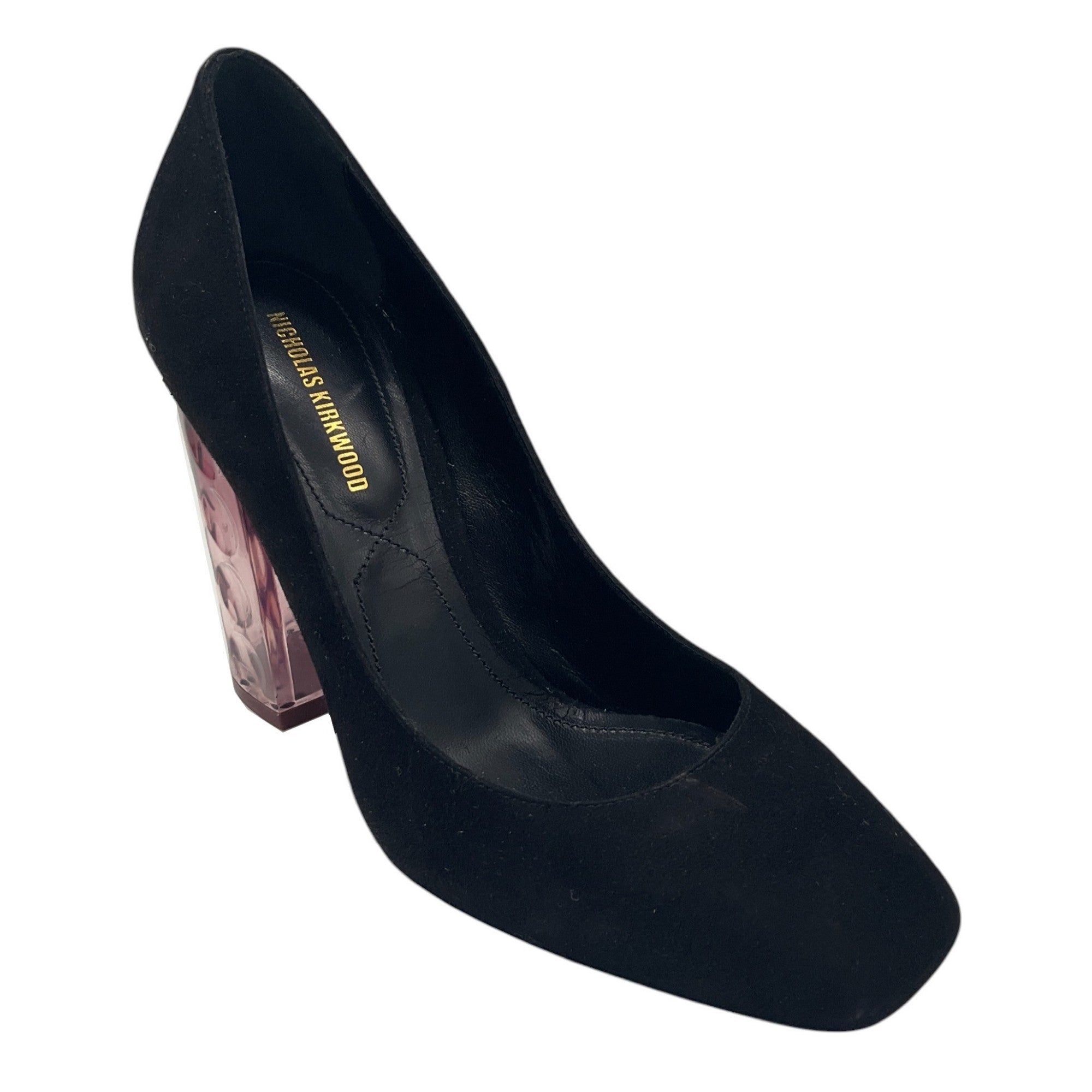 Nicholas Kirkwood Black / Purple Lucite Heel Suede Pumps