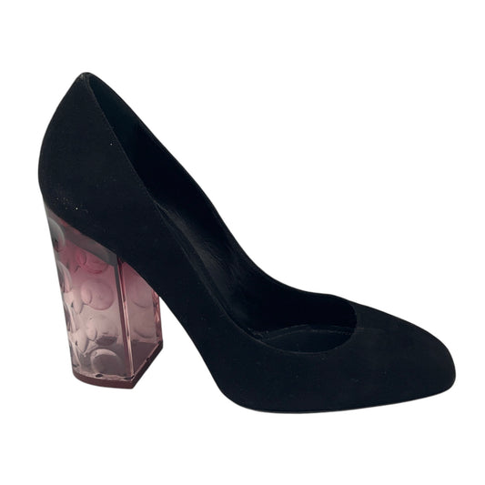 Nicholas Kirkwood Black / Purple Lucite Heel Suede Pumps