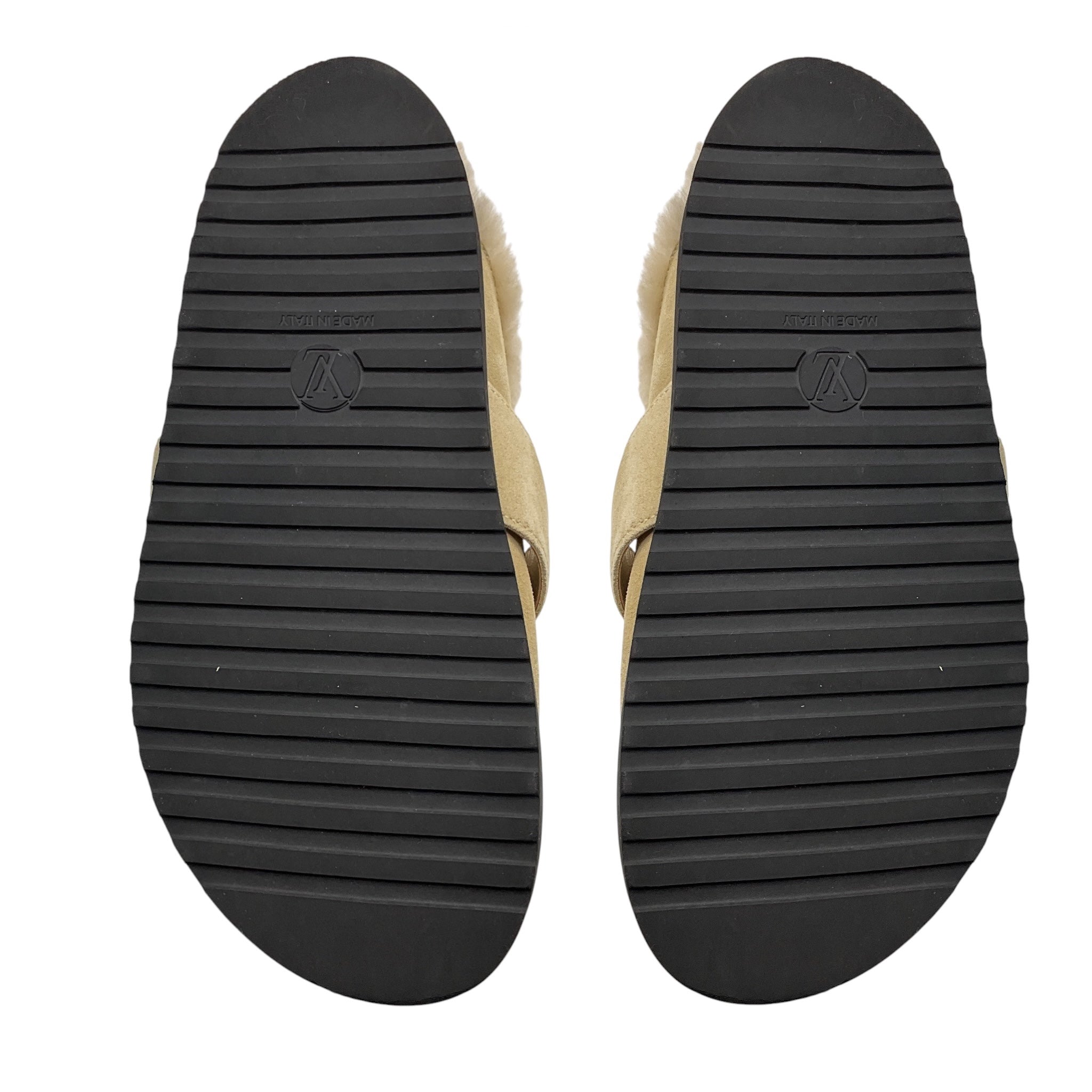 Louis Vuitton Nude Suede Calf Leather And Shearling LV Cosy Flat Comfort Clog