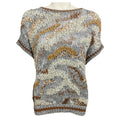 Load image into Gallery viewer, Brunello Cucinelli Grey / Brown Sequined Short Sleeved Metallic Knit Sweater

