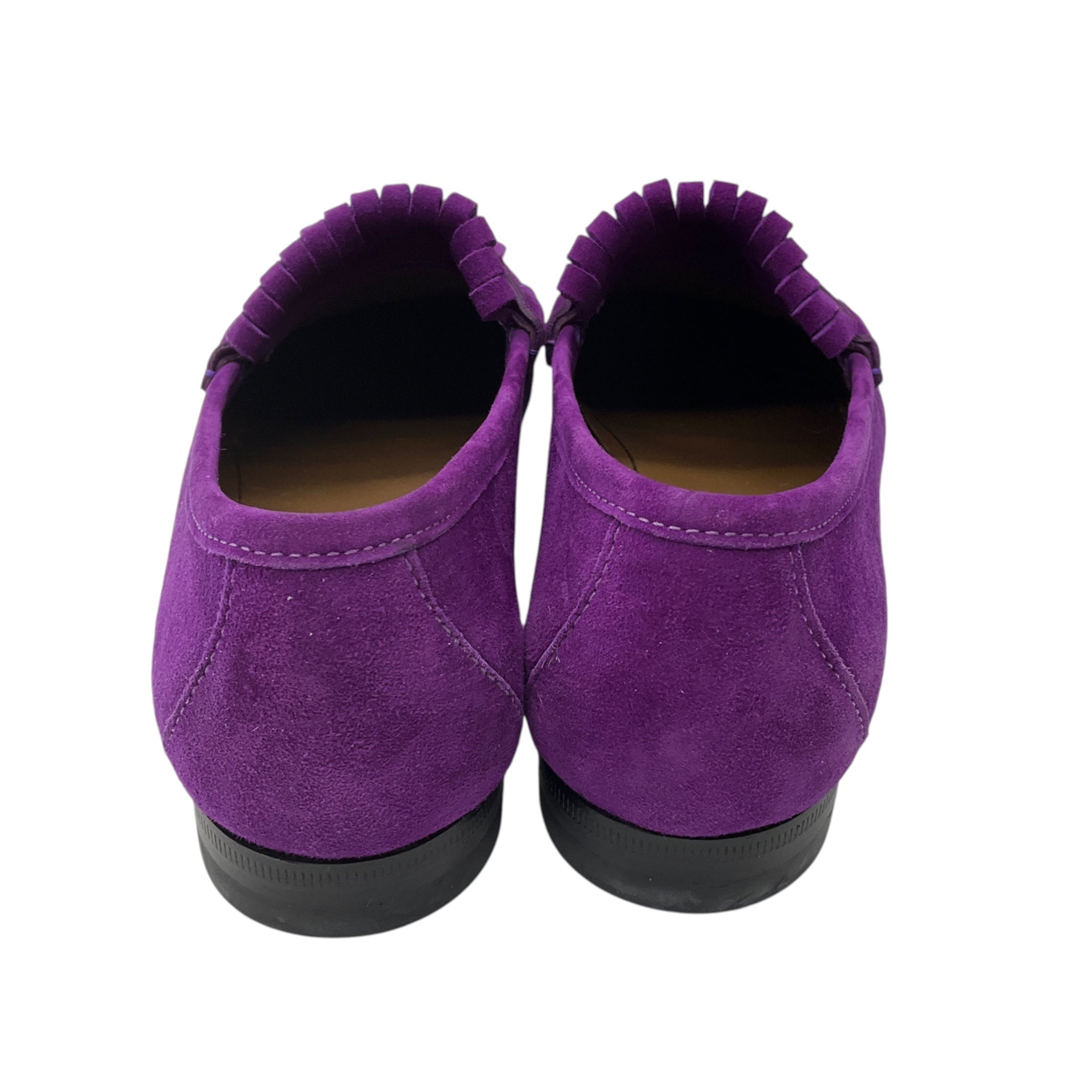 Gucci Purple / Antiqued Gold Horsebit Detail Suede Loafers / Moccasin Flats