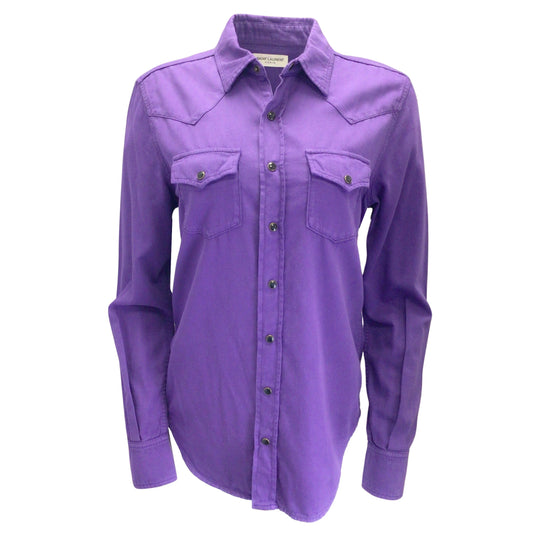 Saint Laurent Purple Classic Western Shirt