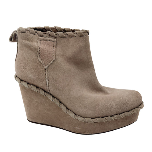 Pedro Garcia Taupe Suede Wedge Booties