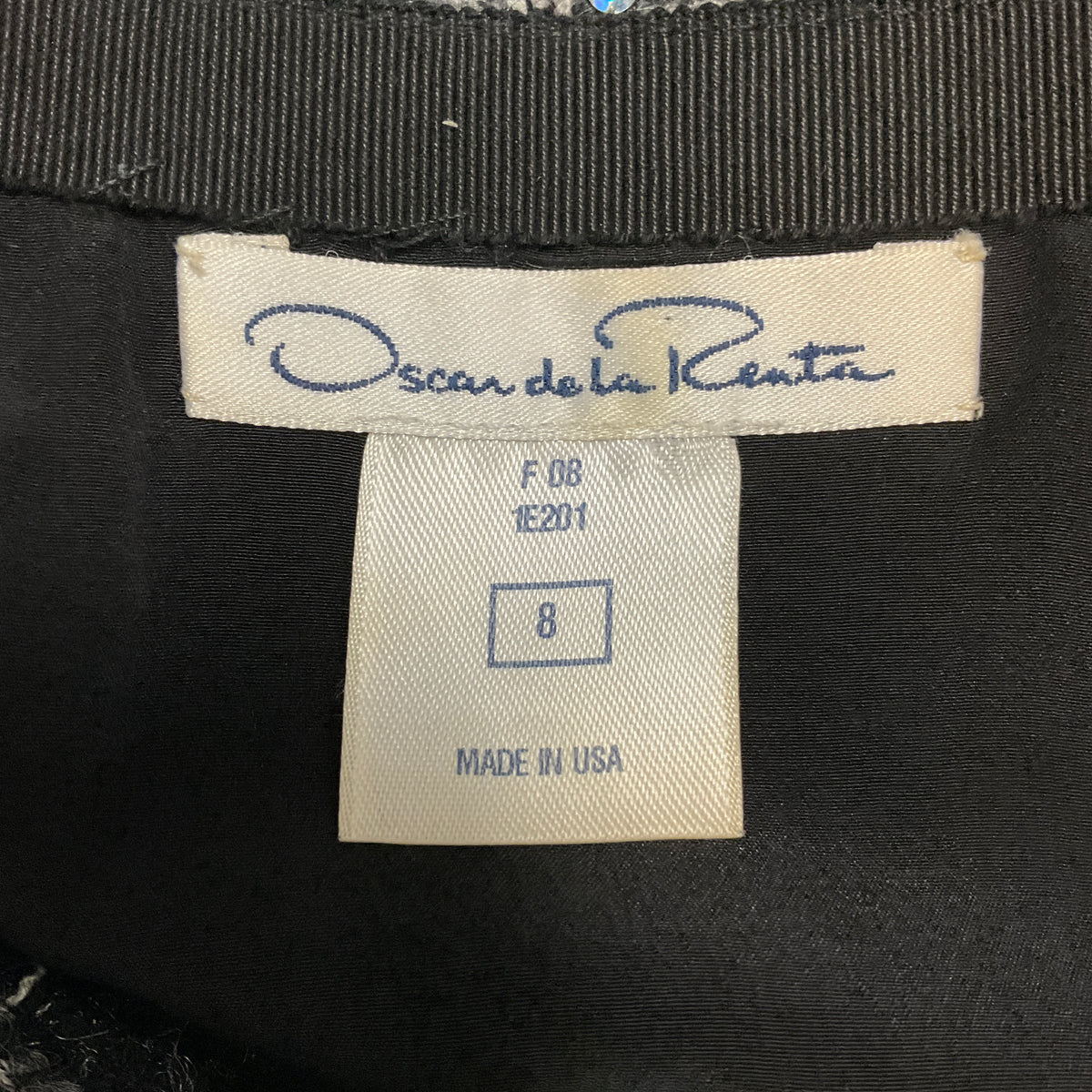 Oscar de la Renta Black / White / Charcoal Grey Tweed Skirt with Mink Fur Trim