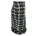 Load image into Gallery viewer, Oscar de la Renta Black / White / Charcoal Grey Tweed Skirt with Mink Fur Trim
