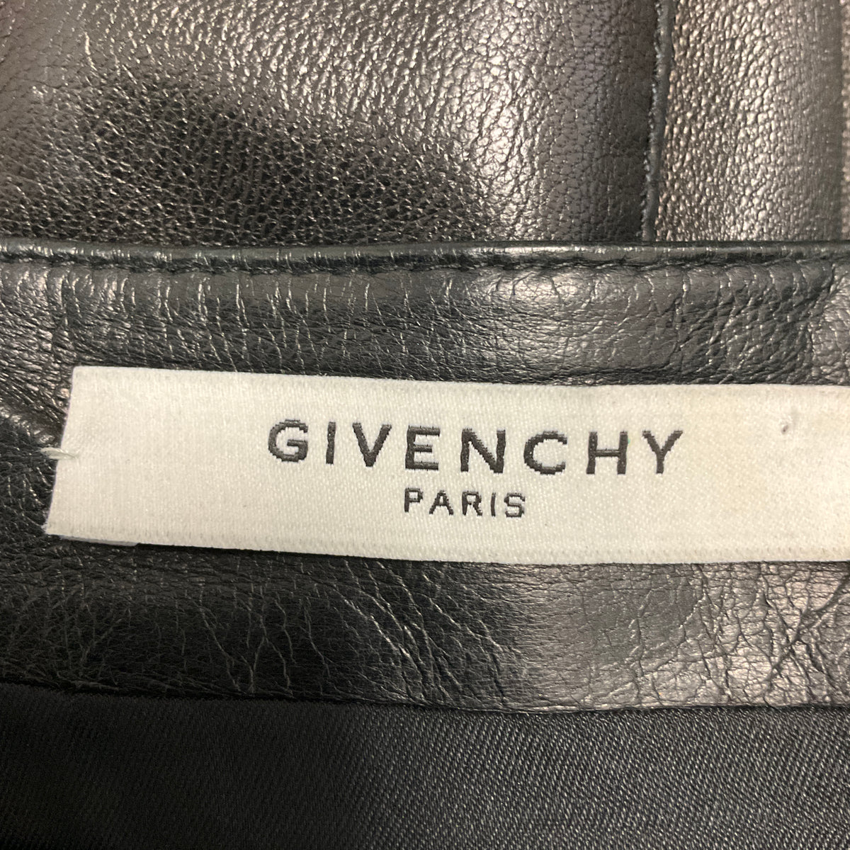 Givenchy Black Lambskin Leather Skirt with Silver Back Zip