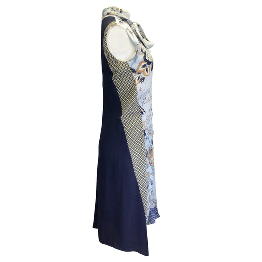 Tory Burch Blue Multi Margaret Floral Printed Silk Midi Dress