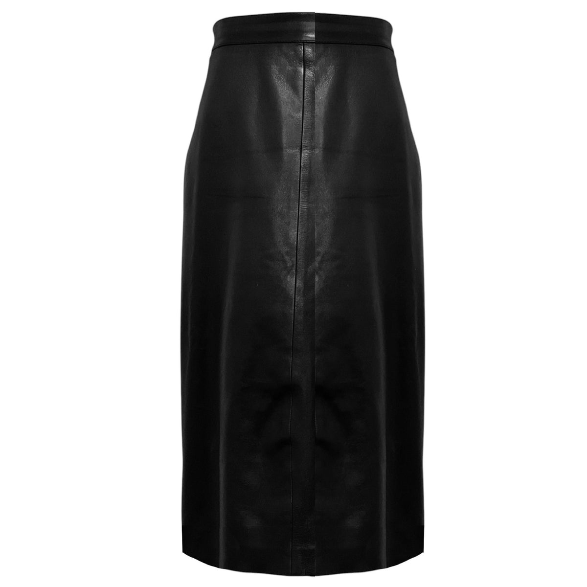 Givenchy Black Lambskin Leather Skirt with Silver Back Zip