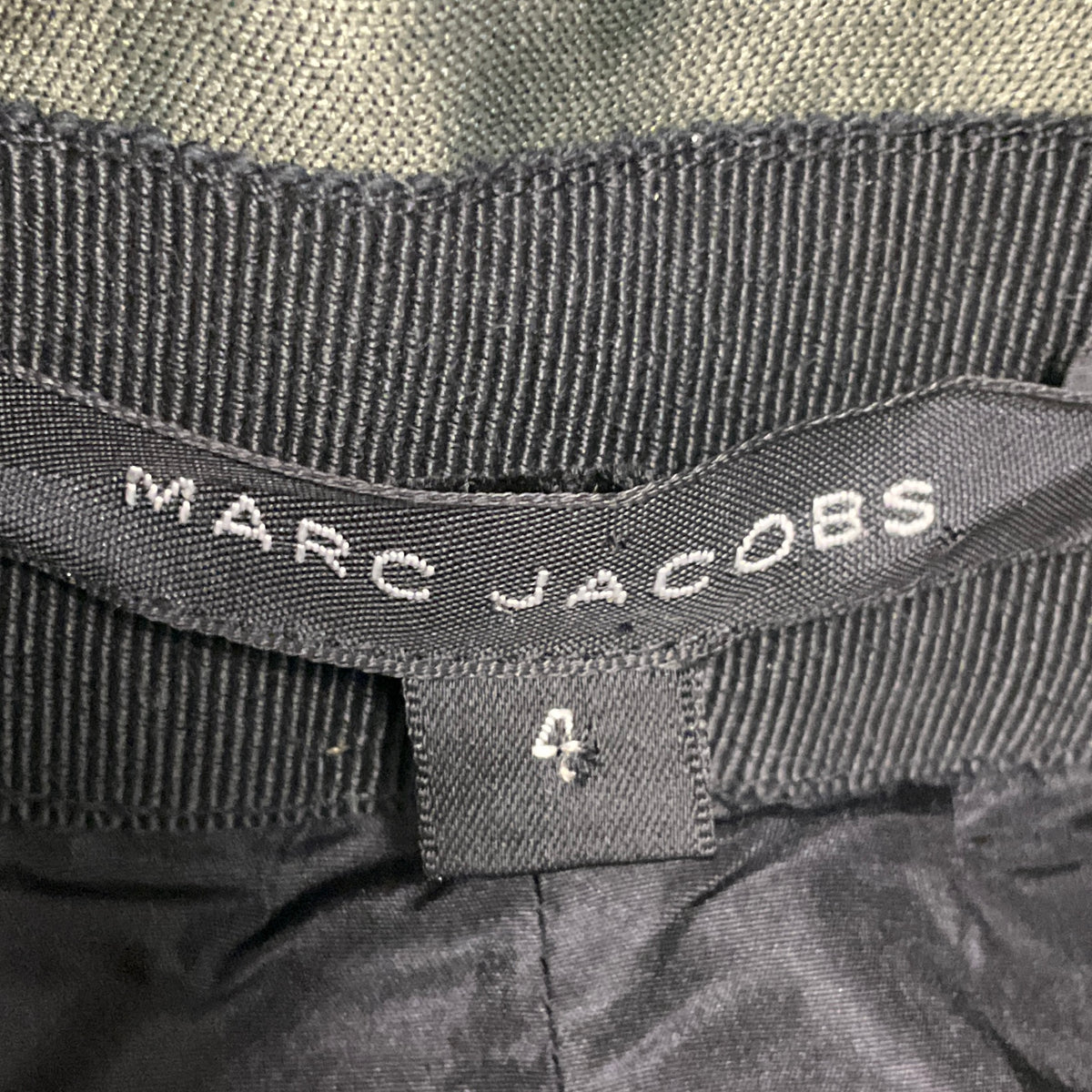 Marc Jacobs Olive Green Silk Satin Skirt with Bow Detail