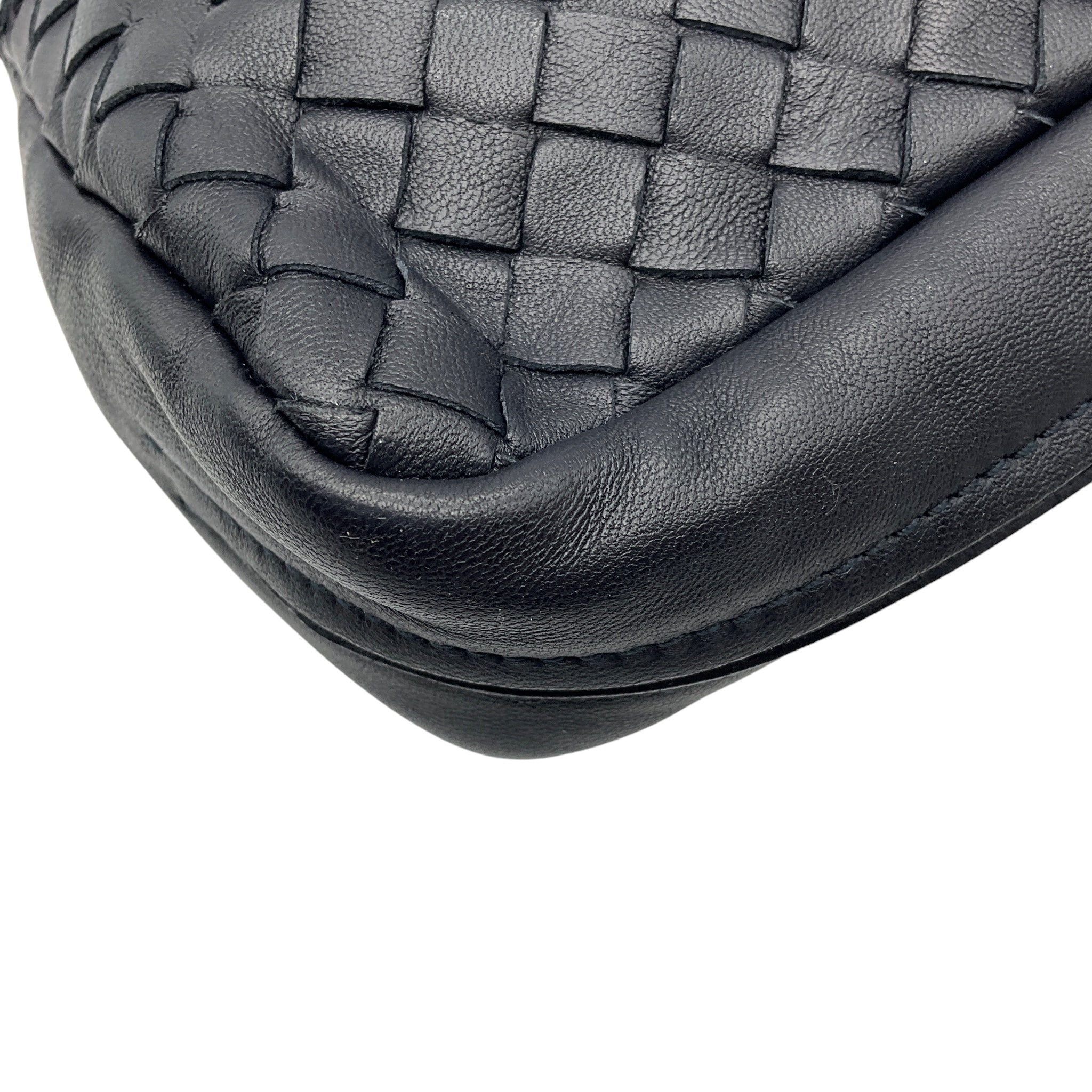 Bottega Veneta Black Snakeksin Trimmed Intrecciato Leather Crossbody Mini Bag