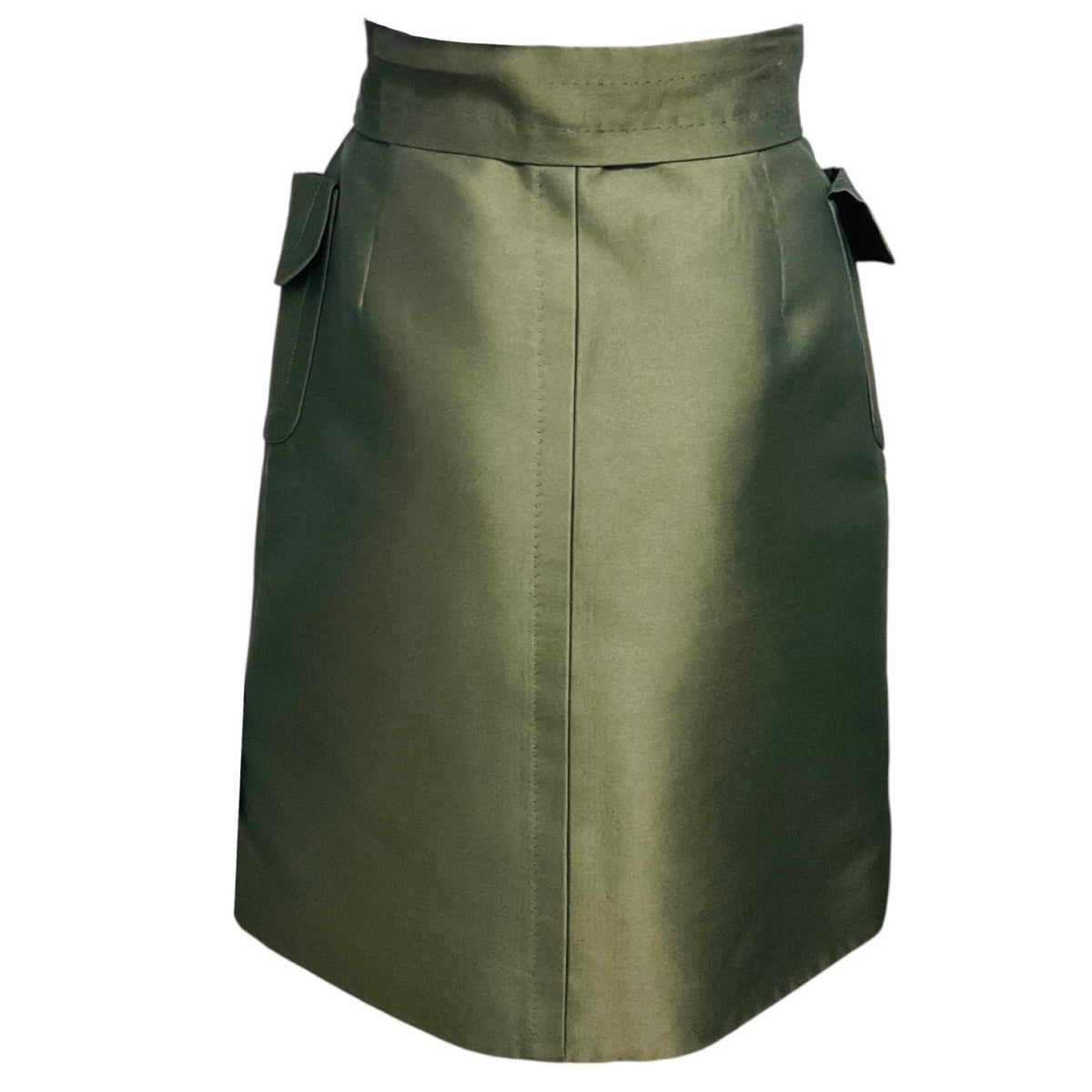 Marc Jacobs Olive Green Silk Satin Skirt with Bow Detail