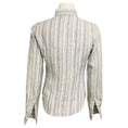 Load image into Gallery viewer, Loro Piana White / Grey / Blue Multi Striped Button Front Linen Shirt / Blouse
