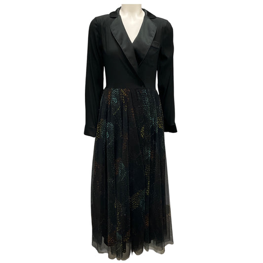 Sara Roka Black Multi 2023 Kenji Tulle Midi Wrap Dress