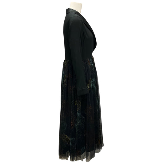 Sara Roka Black Multi 2023 Kenji Tulle Midi Wrap Dress