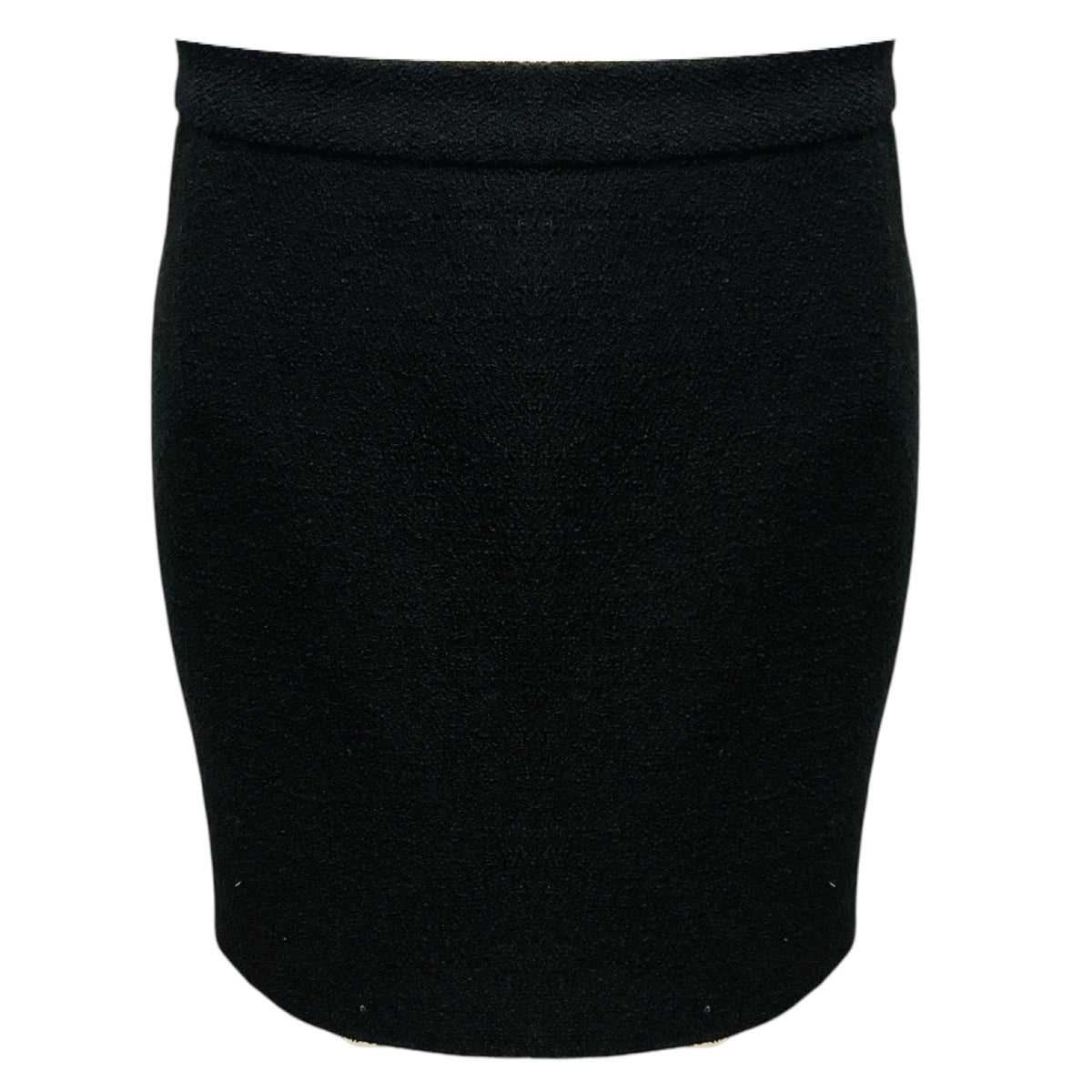 Alessandra Rich Black Wool Tweed Mini Skirt