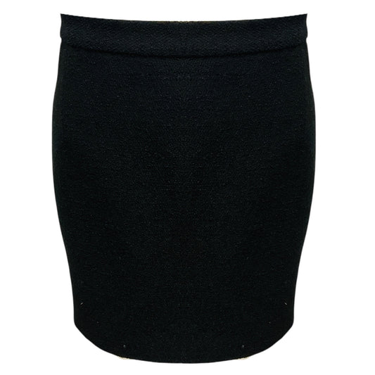 Alessandra Rich Black Wool Tweed Mini Skirt