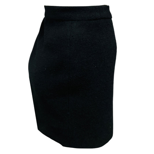 Alessandra Rich Black Wool Tweed Mini Skirt