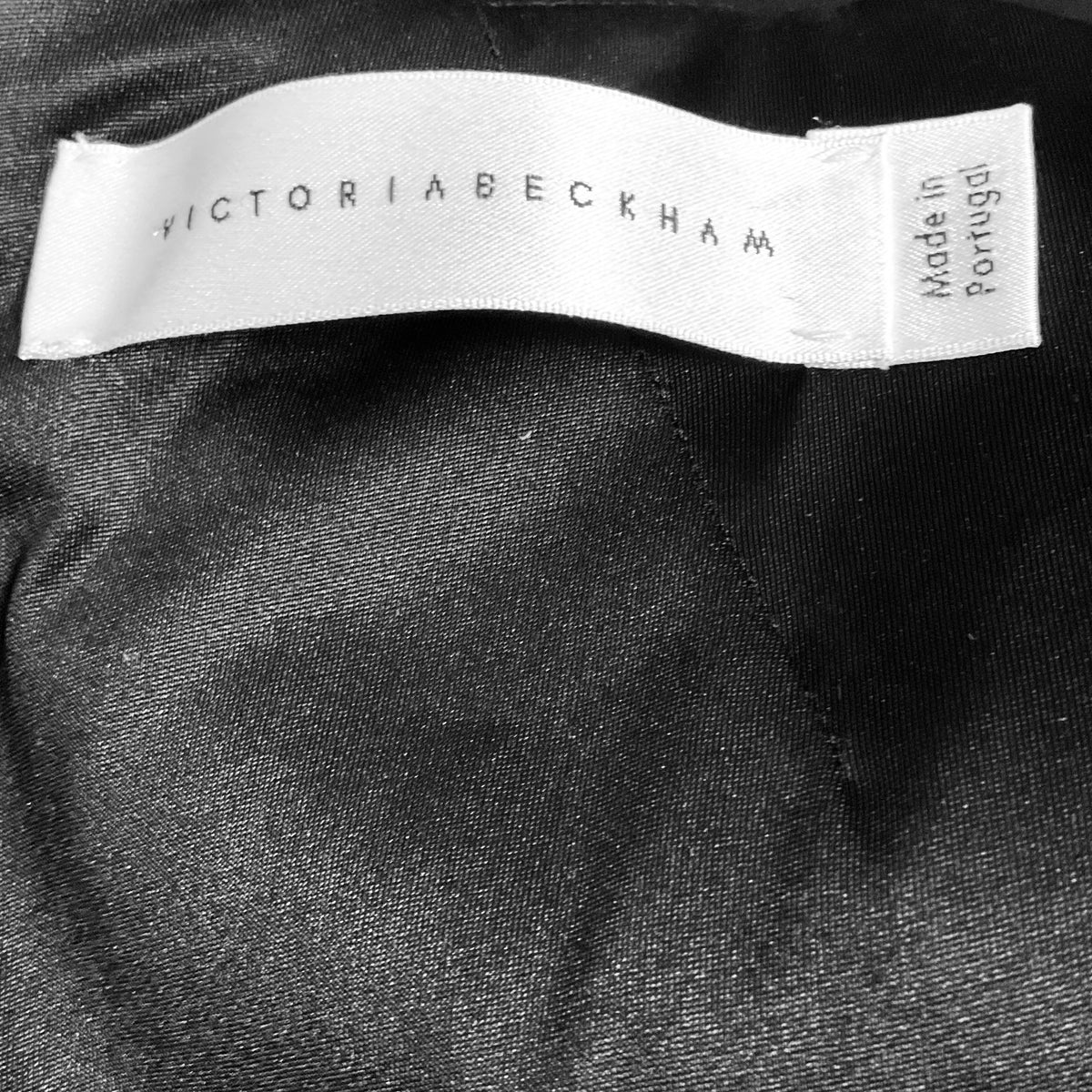 Victoria Beckham Black Short Sleeved Crepe Midi Dress with Zip Back