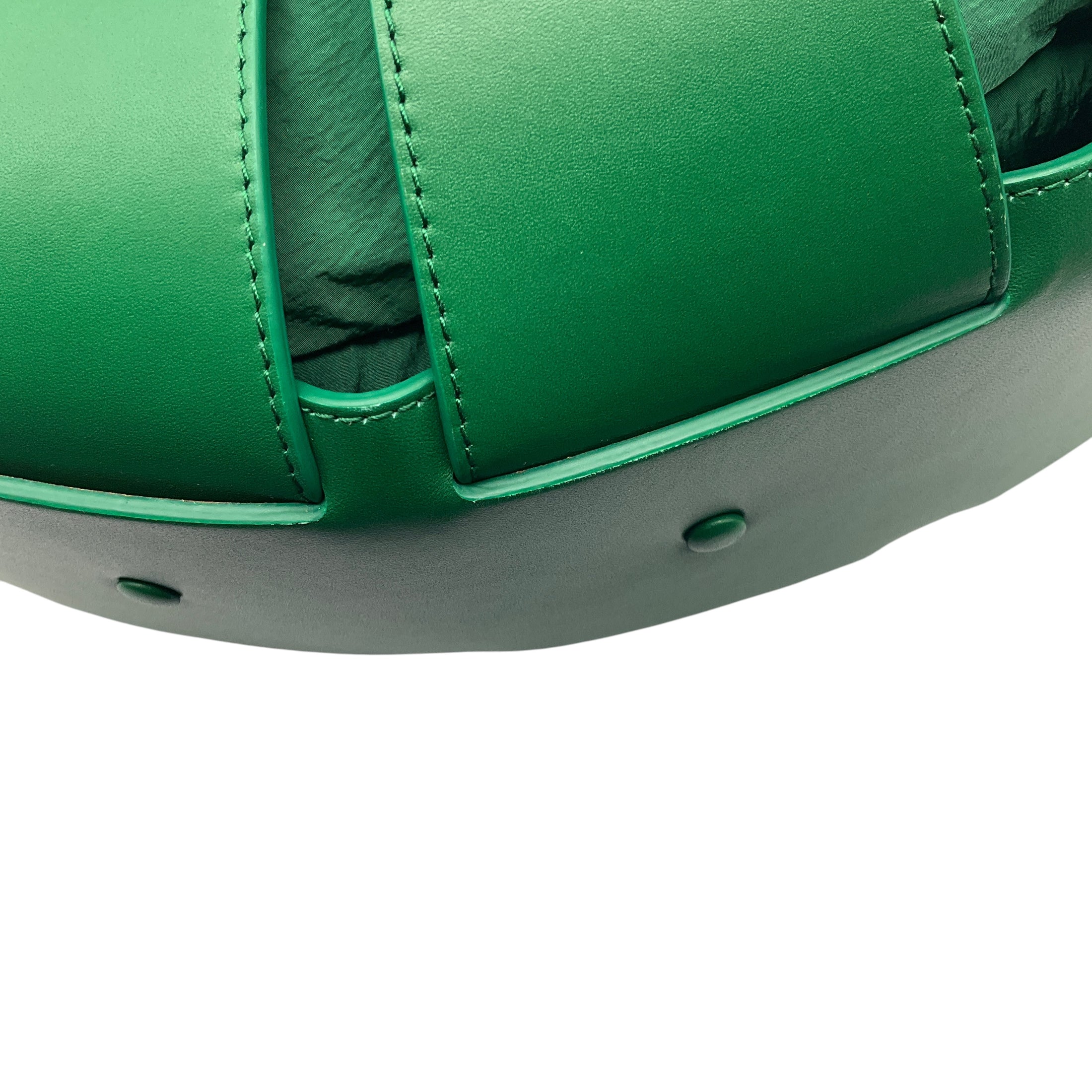 Bottega Veneta Racing Green French Calfskin and Light Paper Nylon The Shell Medium Bag