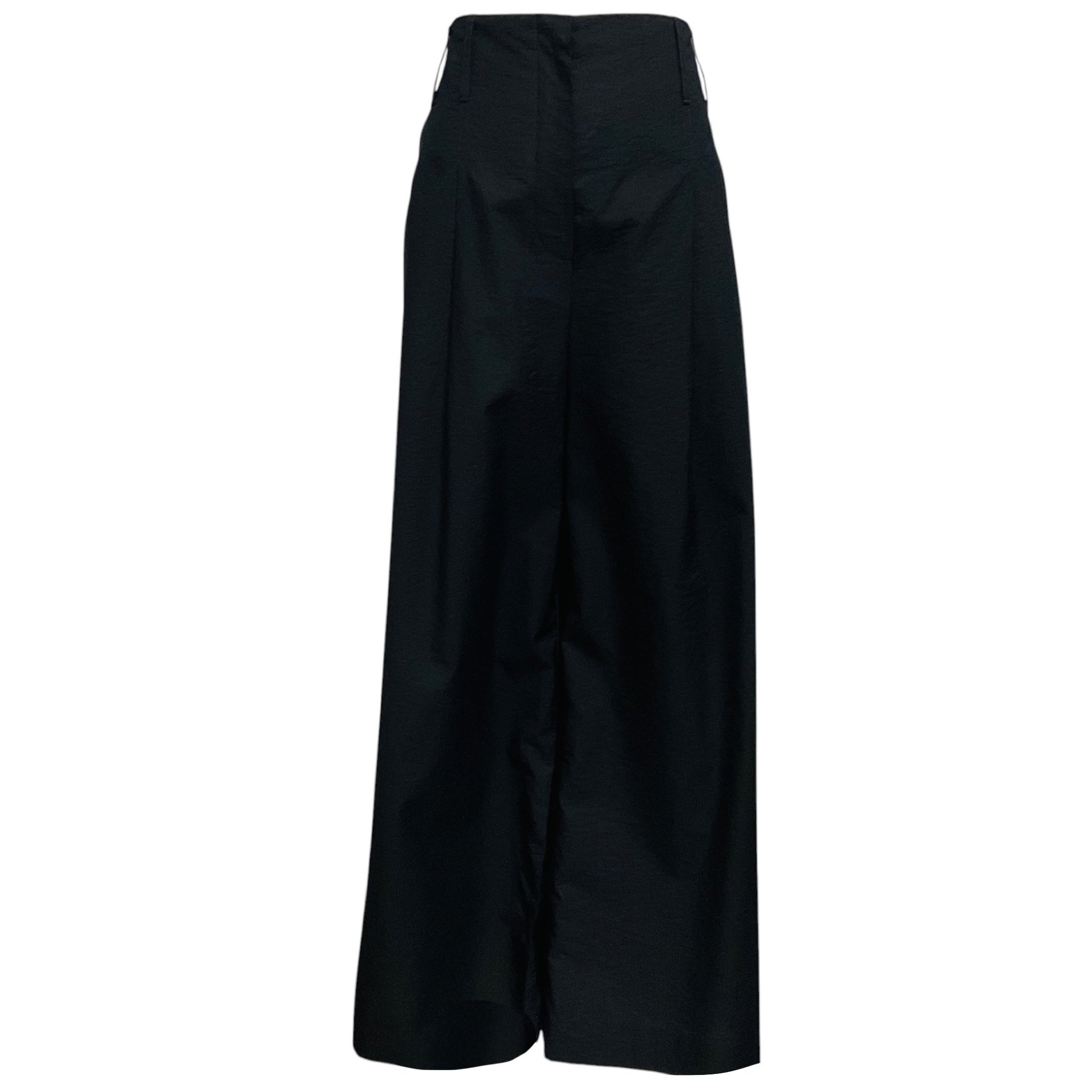 Brunello Cucinelli Black Wide Leg Cotton and Nylon Pants / Trousers