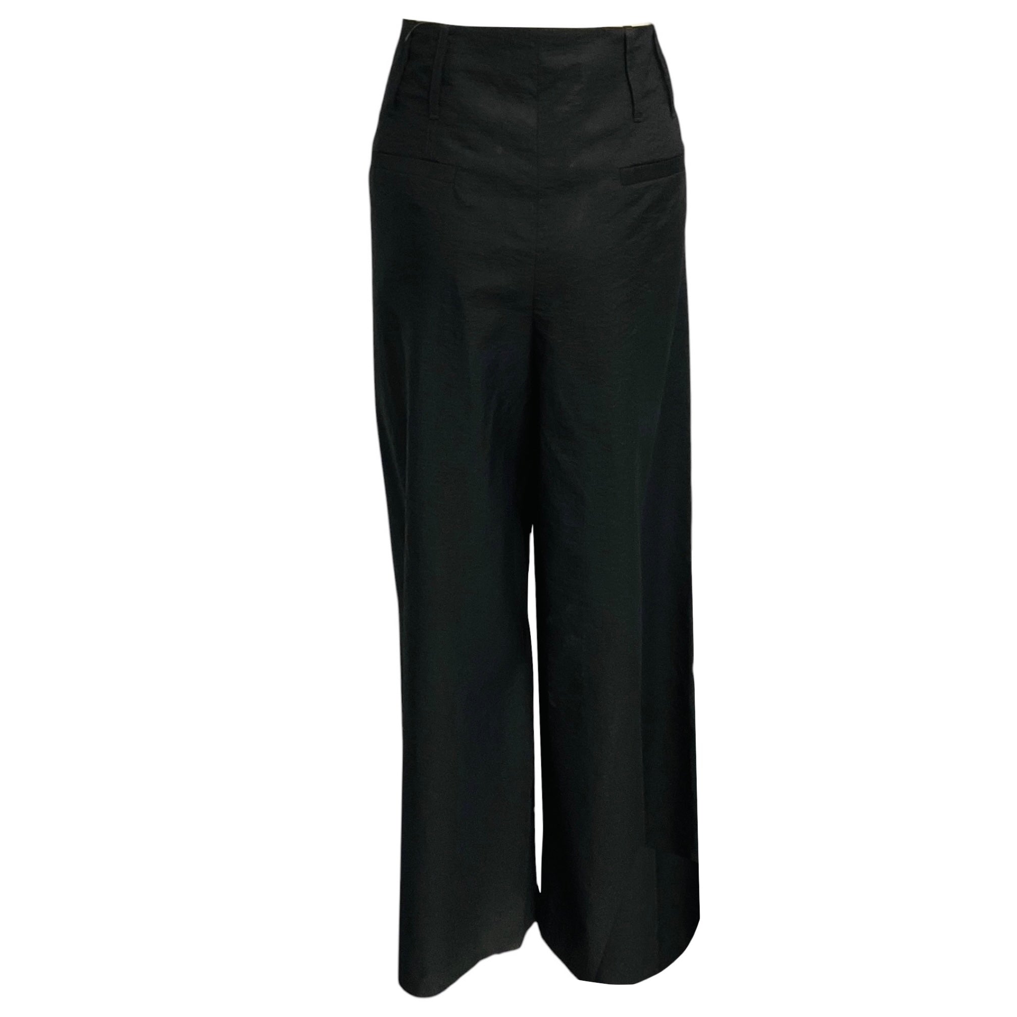 Brunello Cucinelli Black Wide Leg Cotton and Nylon Pants / Trousers