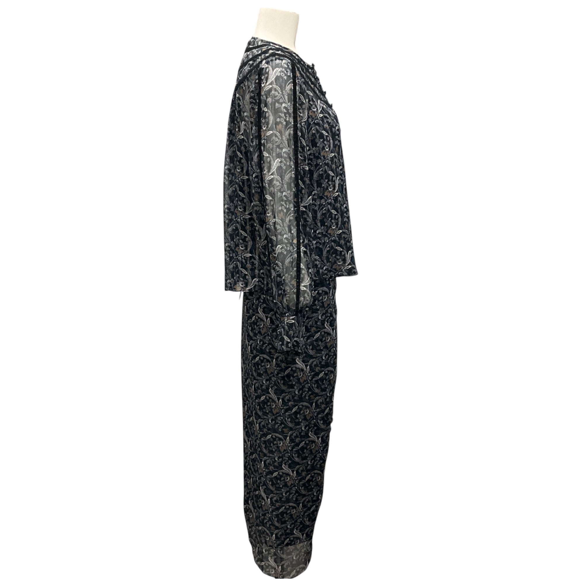 Veronica Beard Black Multi Paisley Print Vale Top and Hearst Skirt