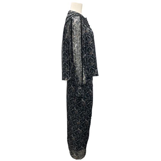 Veronica Beard Black Multi Paisley Print Vale Top and Hearst Skirt