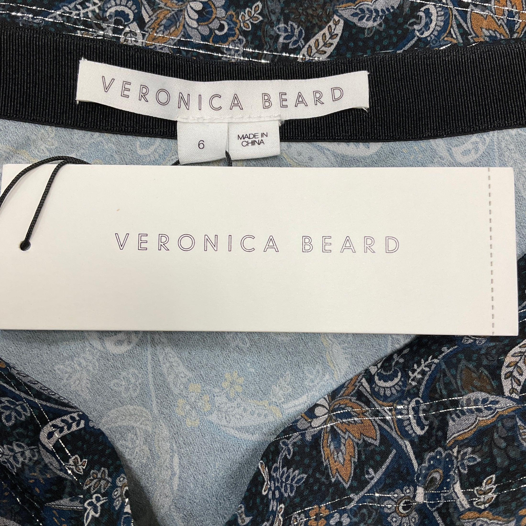 Veronica Beard Black Multi Paisley Print Vale Top and Hearst Skirt