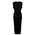 Load image into Gallery viewer, Donna Karan Black Sleeveless Lambskin Leather and Stretch Jersey Midi Dress
