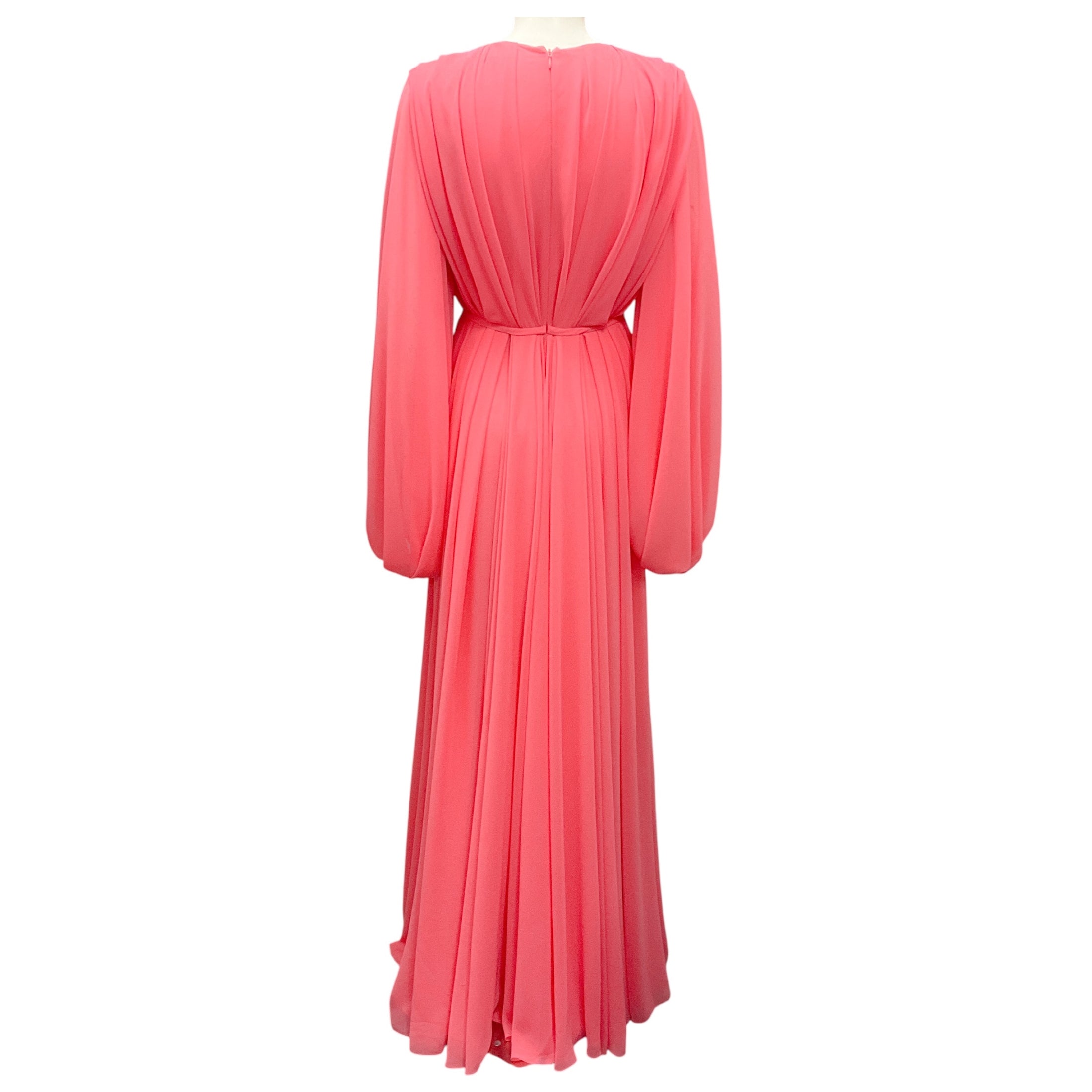 Reem Acra Coral Crystal Embellished Chiffon Gown / Formal Dress