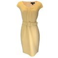 Load image into Gallery viewer, St. John Yellow Cap Sleeved Belted Crepe Dress
