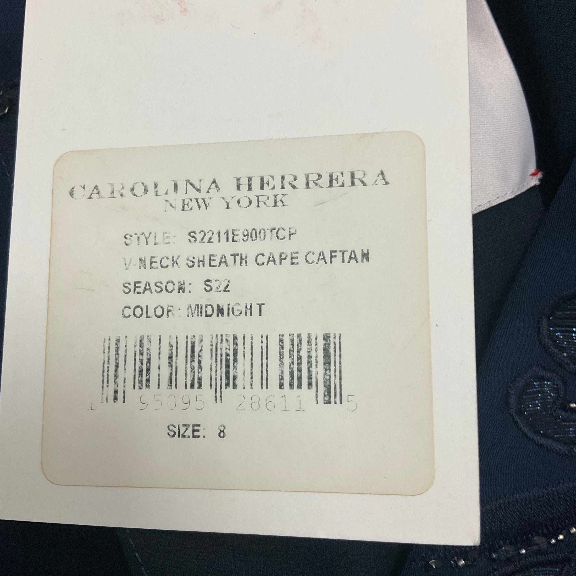 Carolina Herrera Midnight 2022 V Neck Sheath Cape Caftan Gown