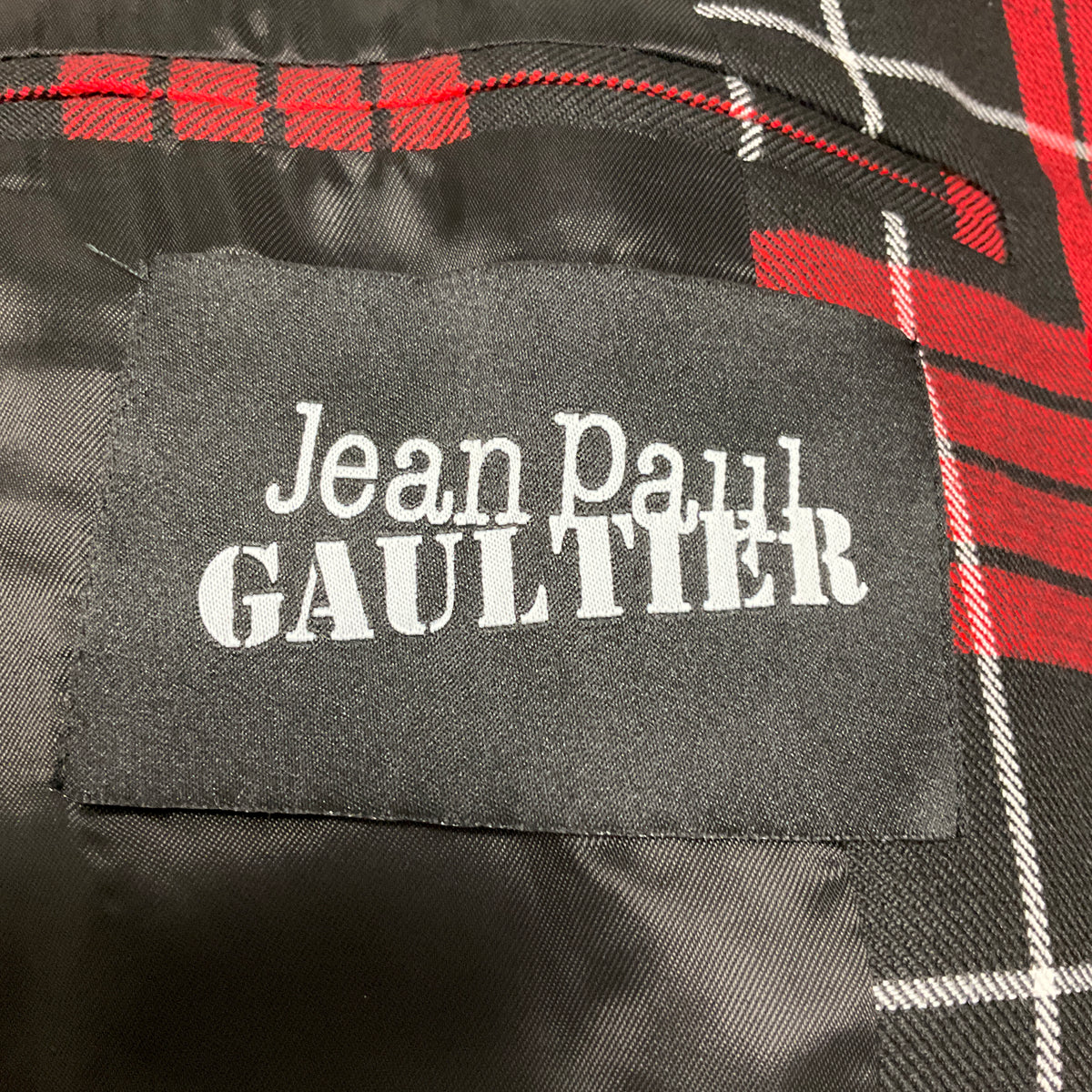Jean Paul Gaultier Red / Black / White Tartan Tailored Jacket with Lacing Detail