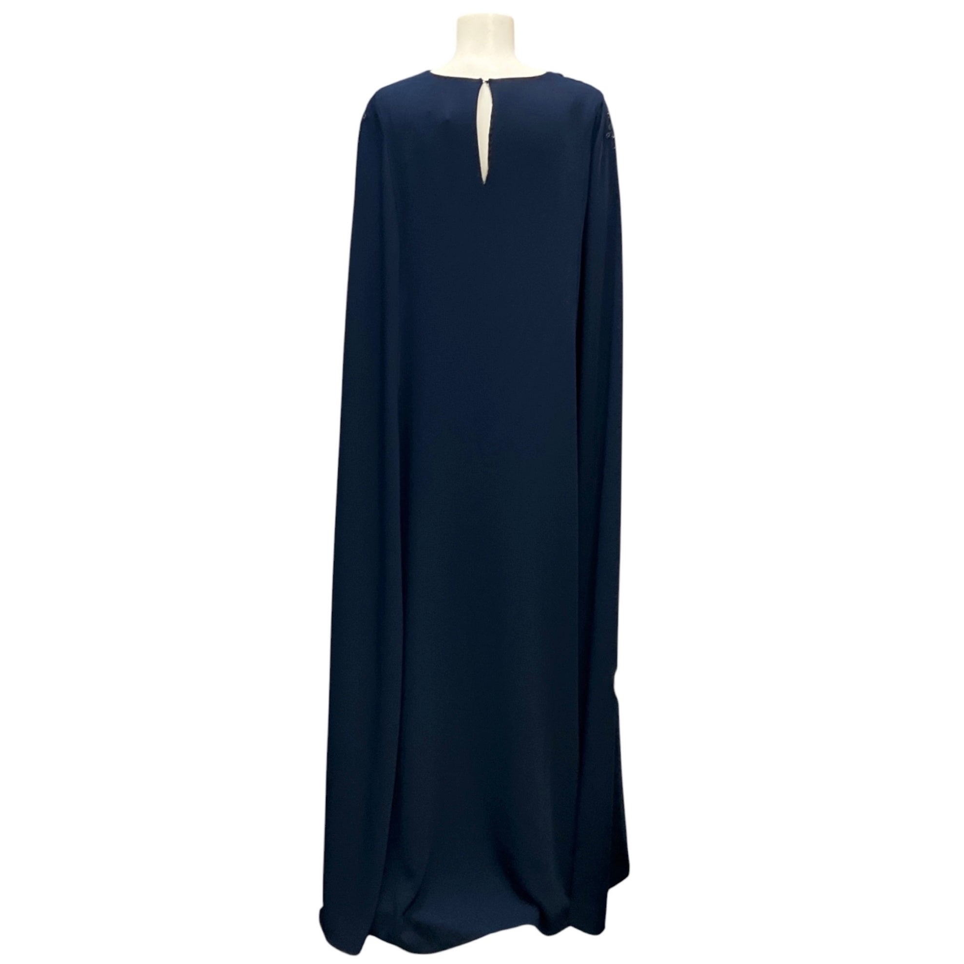Carolina Herrera Midnight 2022 V Neck Sheath Cape Caftan Gown