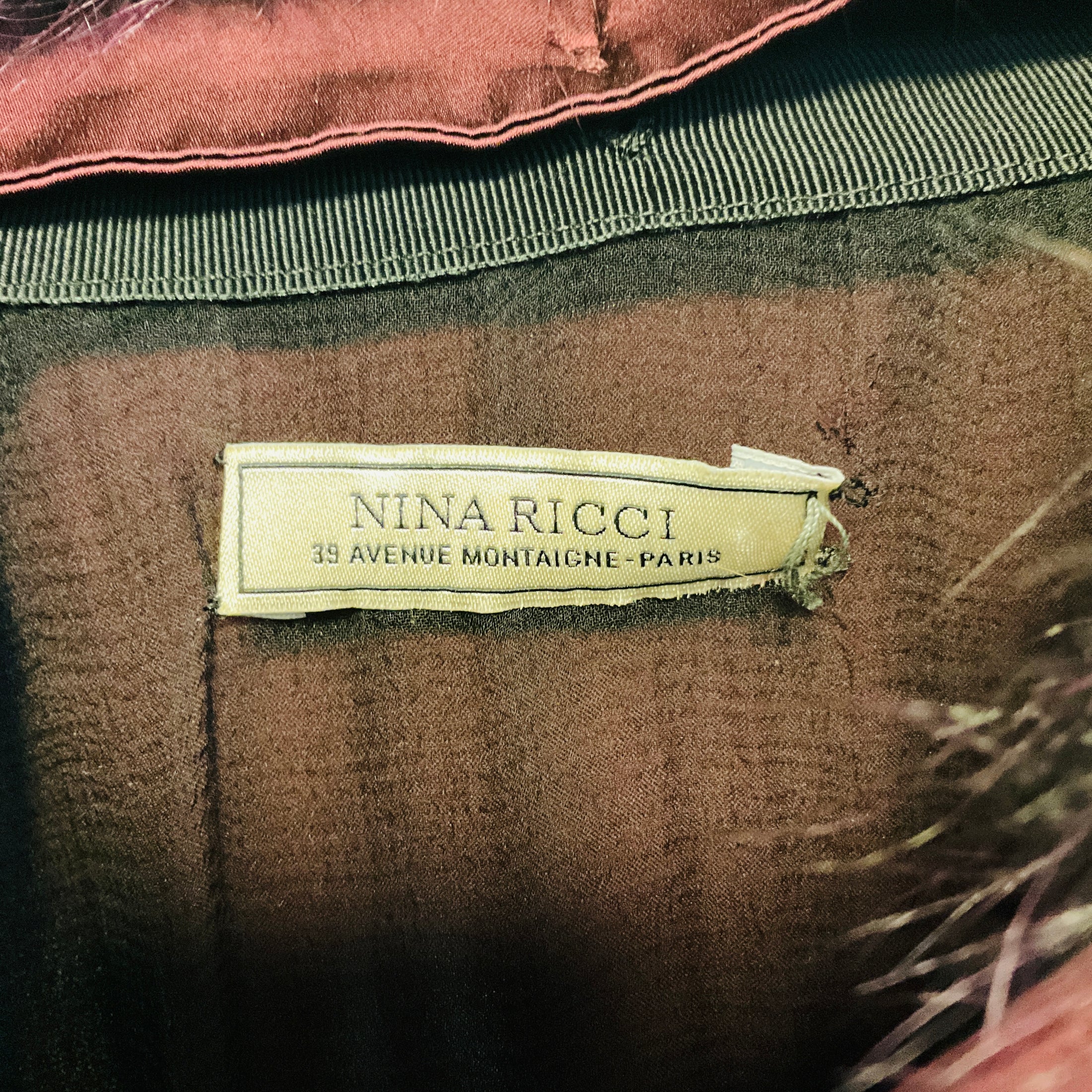 Nina Ricci Burgundy Silk Coat with Fur Trim
