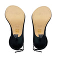 Load image into Gallery viewer, Vic Matie Black Satin and Leather Sculpted Heel Ankle Wrap Sandals
