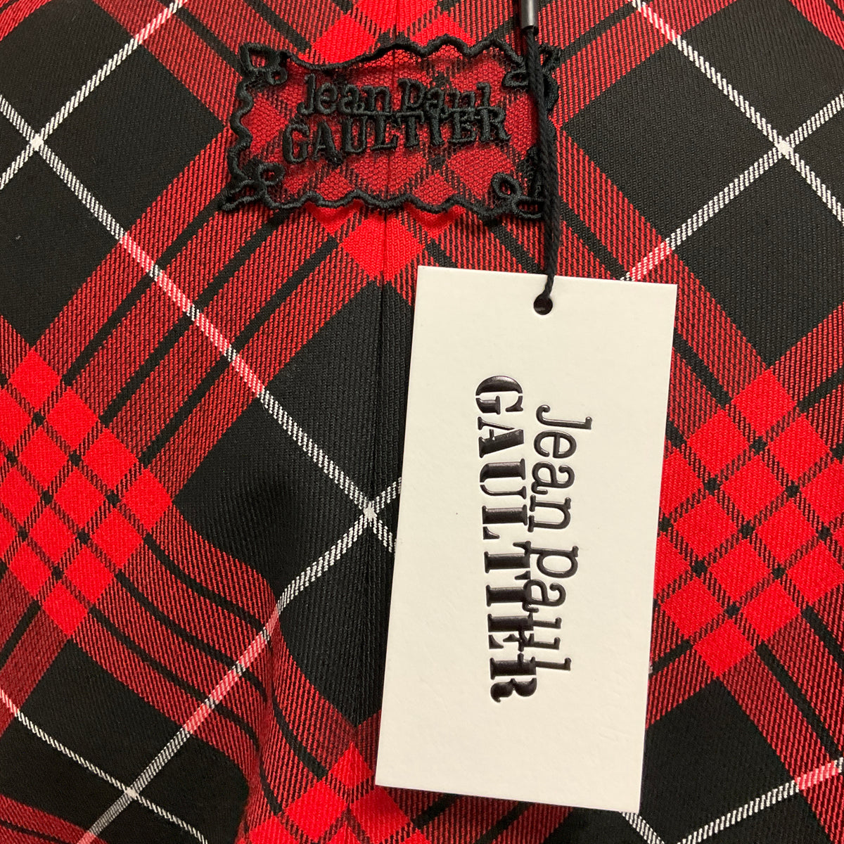 Jean Paul Gaultier Red / Black / White Tartan Tailored Jacket with Lacing Detail
