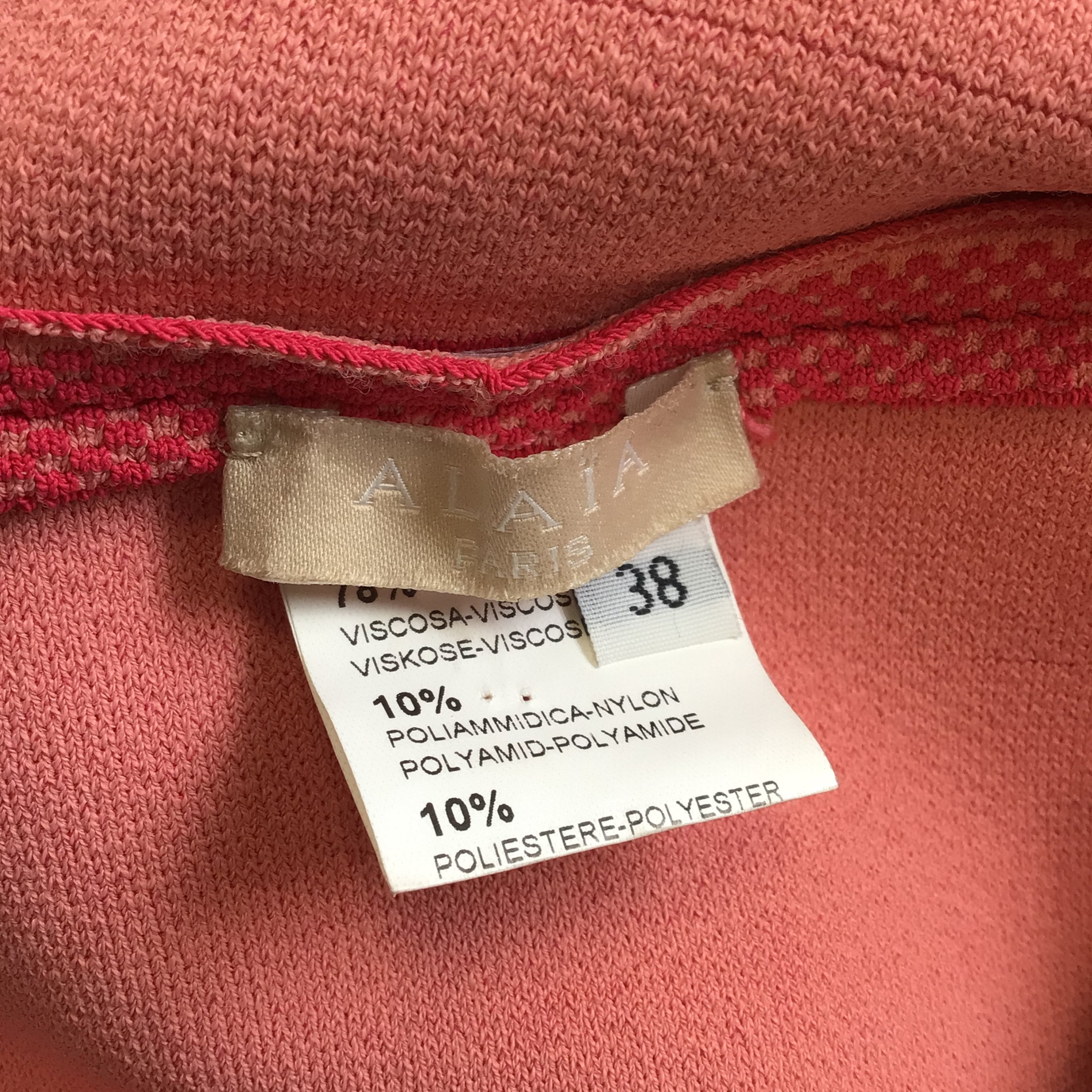 Alaia Pink / Coral Sleeveless V-Neck Flared Knit Dress