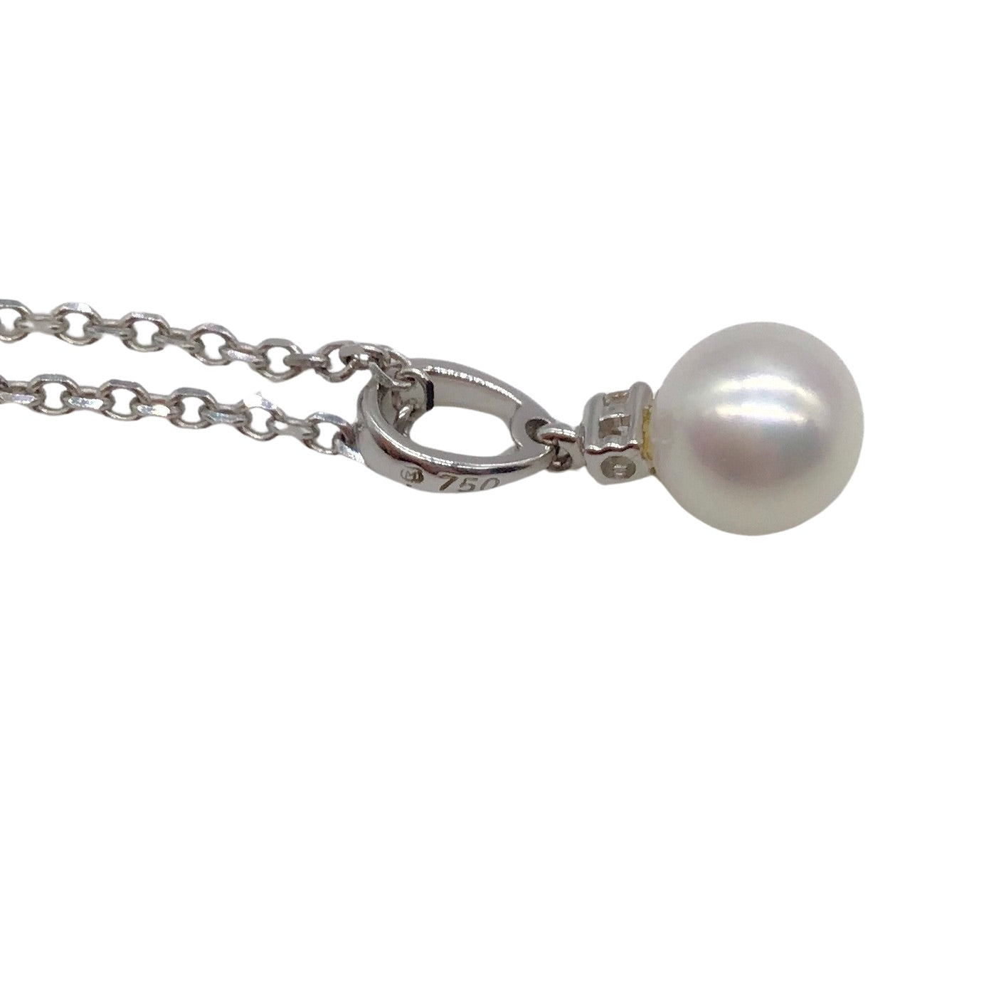 Mikimoto 18K White Gold with Pearl Drop and Diamond