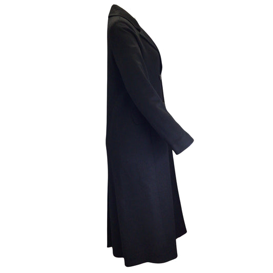 Fleurette Black Double Breasted Long Cashmere Trench Coat