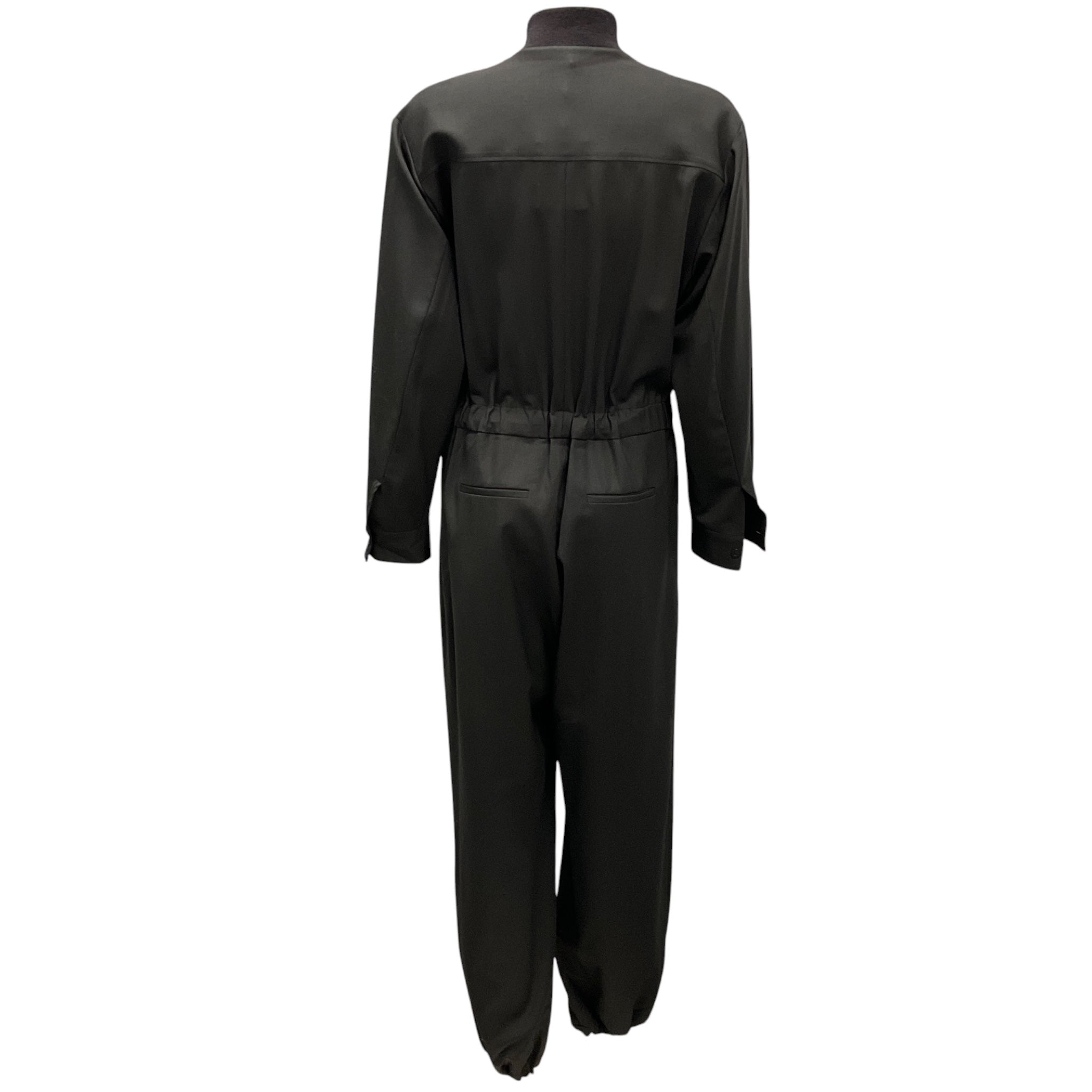 Peserico Dark Green Monili Bead Embellished Wool Jumpsuit