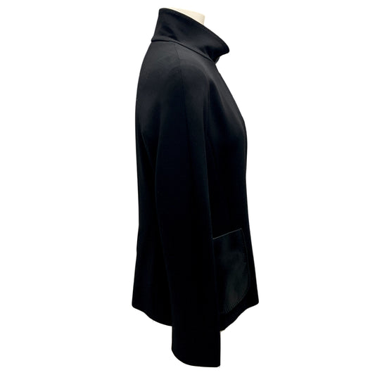 Max Mara Black Leather Trimmed Wool Jacket