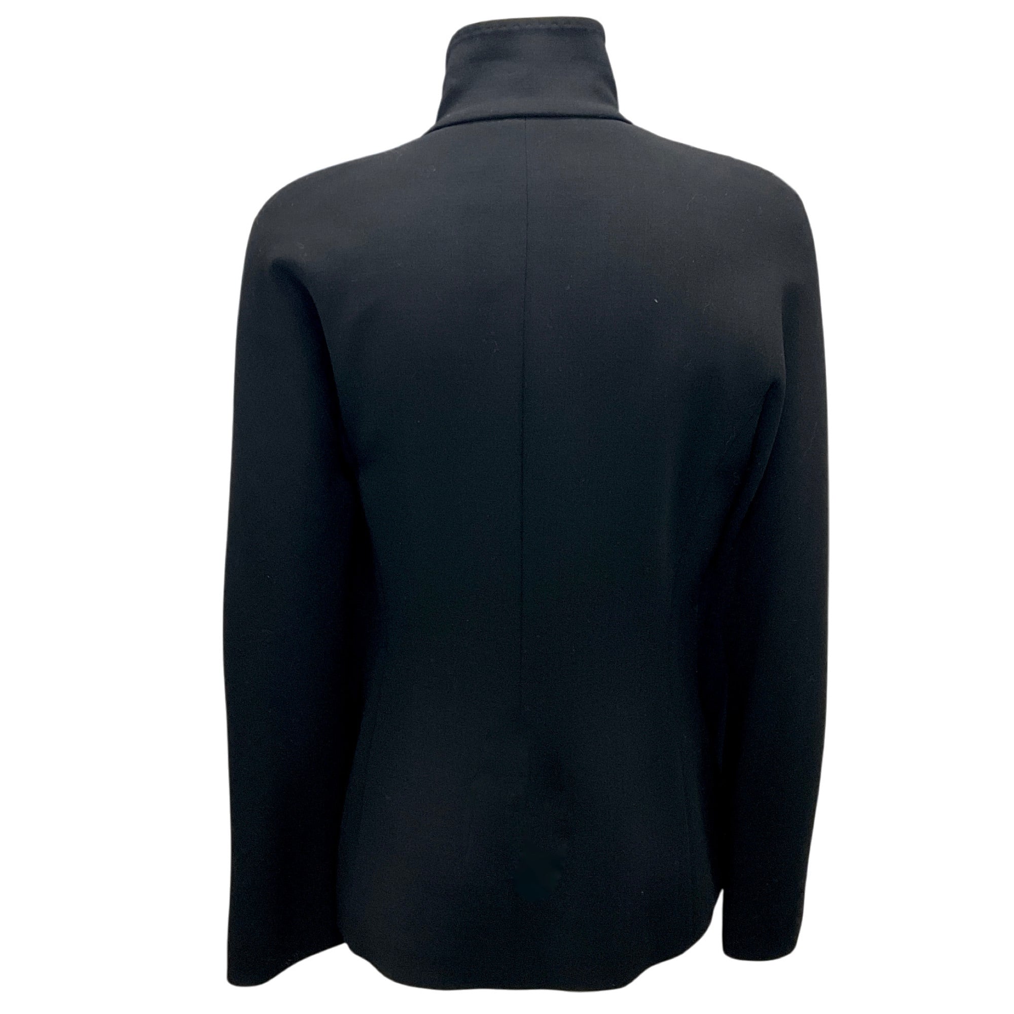 Max Mara Black Leather Trimmed Wool Jacket