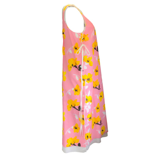 Marni Pink Multi 2021 Floral Printed Sleeveless Cotton Midi Dress