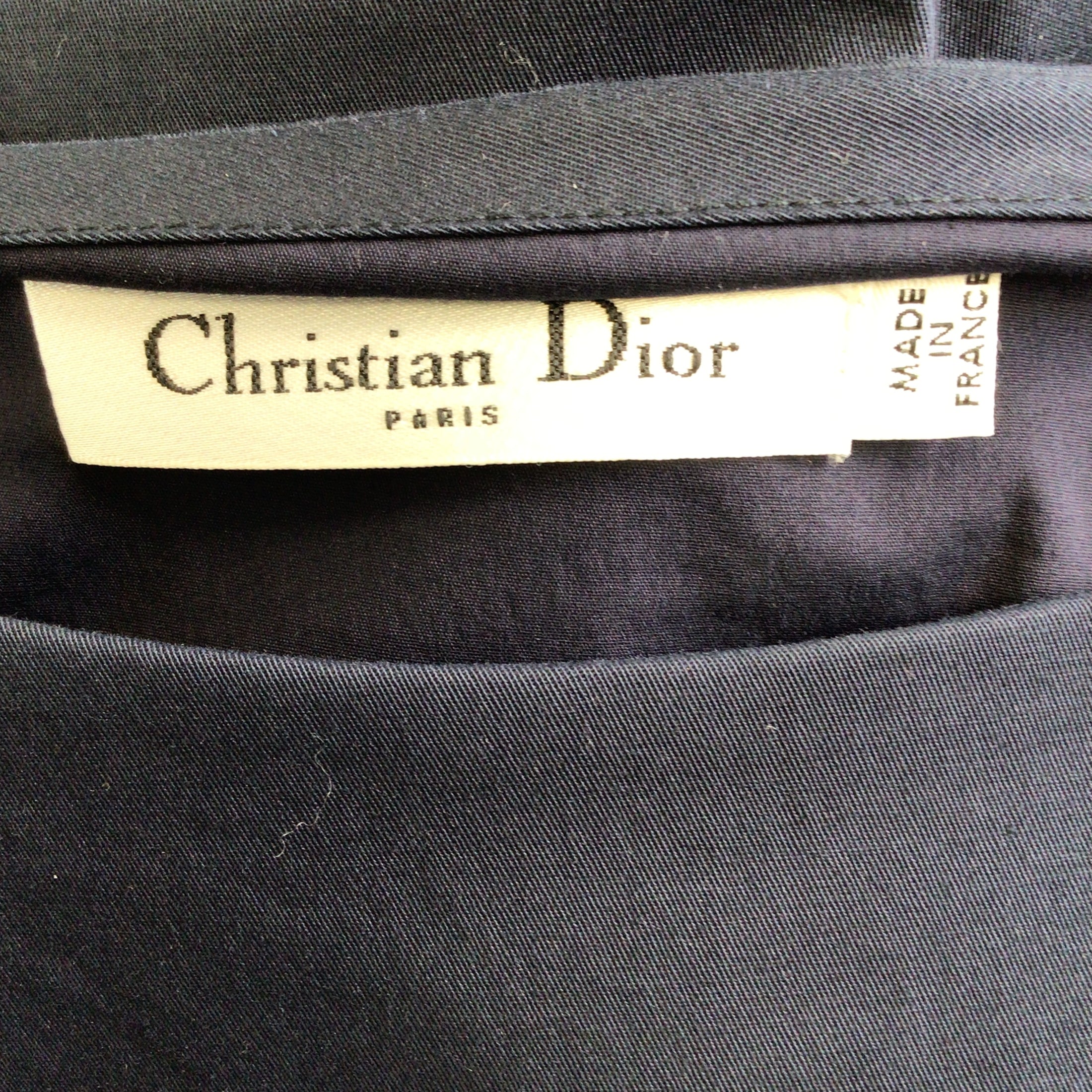 Christian Dior Navy Blue Sleeveless Bateau Neck Cotton Dress
