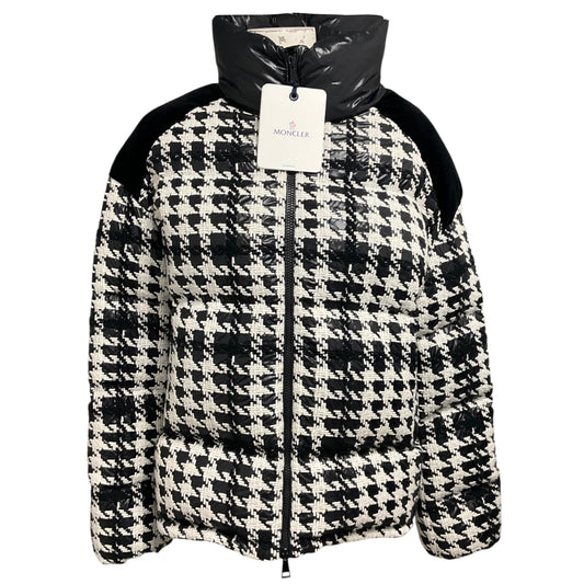 Moncler Black / White Erine Houndstooth Pattern Puffer Jacket