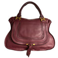 Load image into Gallery viewer, Chloe Burgundy Grained Calfskin Leather Large Marcie Satchel Bag
